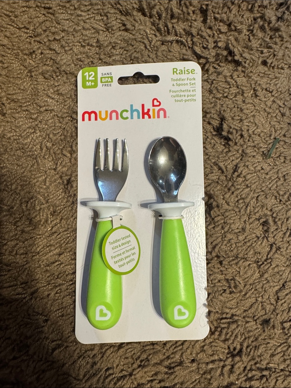 Munchkin Toddler Fork & Spoon Set - Green and White